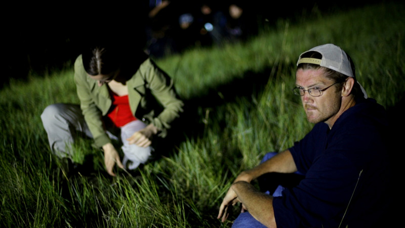 Blake on set with actress