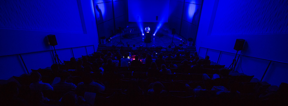 Electro Acoustic Concert in recital hall with blue lights