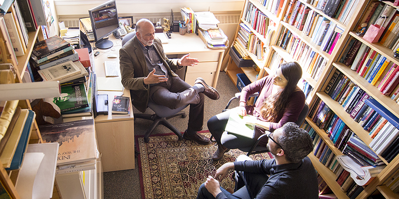Students in professor's office