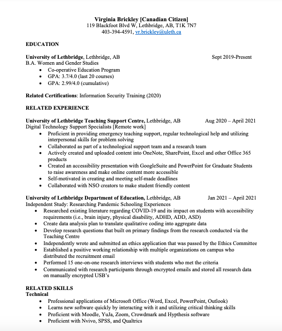 resume help lethbridge