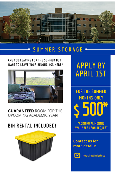 Summer storage and a room guarantee