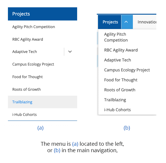 agility project menus