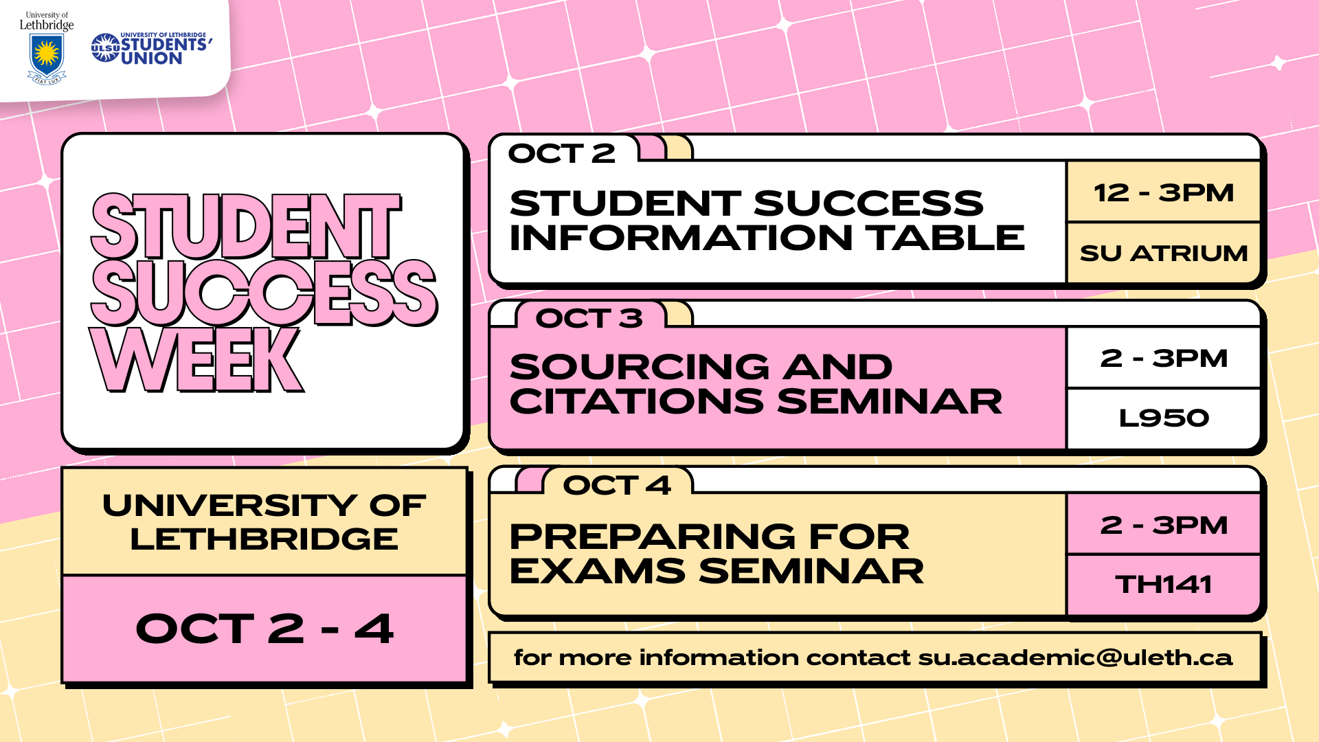 Student Success Week October 2 to 4