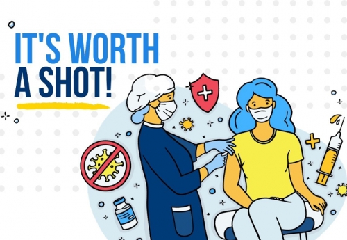 Graphic of person getting vaccinated