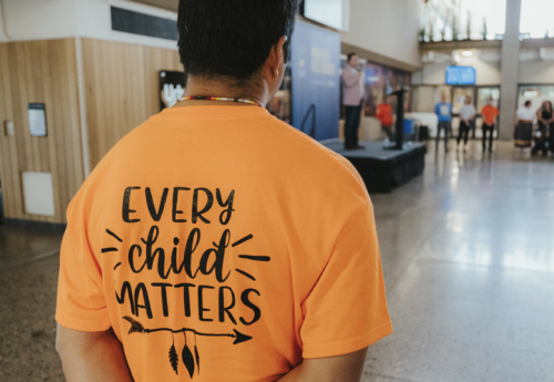 Student wearing Every Child Matters t-shirt