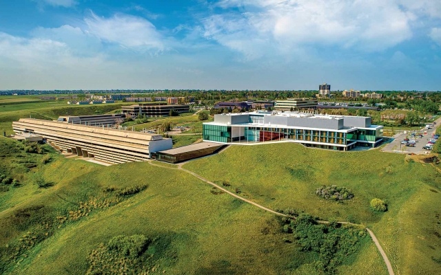 Aerial image of campus in 2019