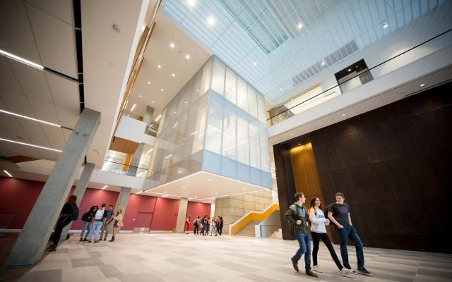 Hanging meeting room in the Science Commons atrium