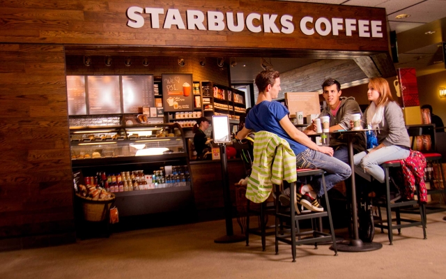 Students sitting at Starbucks