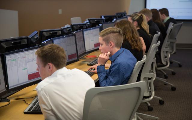 Students seated at computer