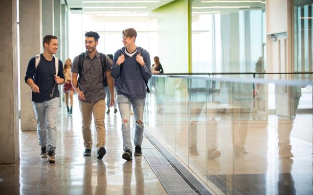 3 male students walking