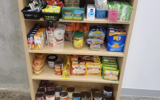 one of the little library food pantries fully stocked