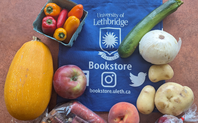Bag of produce available to students who signed up for a Fresh Food Box.