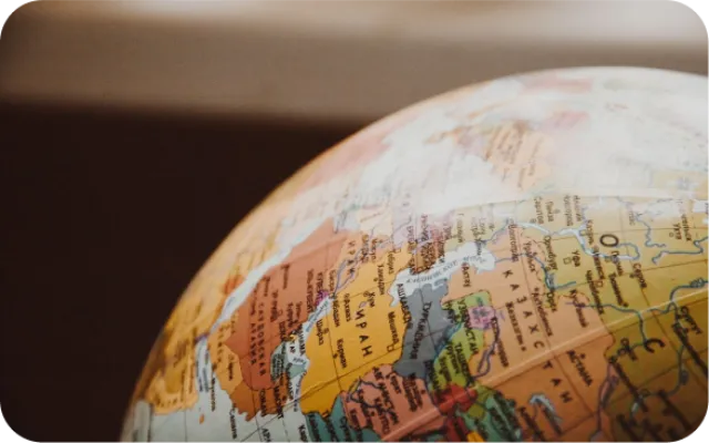 Close up of a spinning Globe of the earth