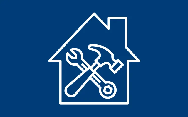 outline of a house with tools inside