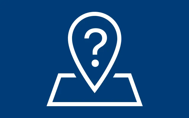 Location question mark on a map