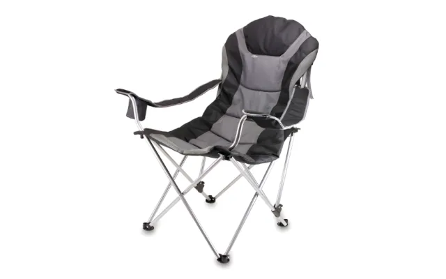 Gray and Black Reclining Camp Chair