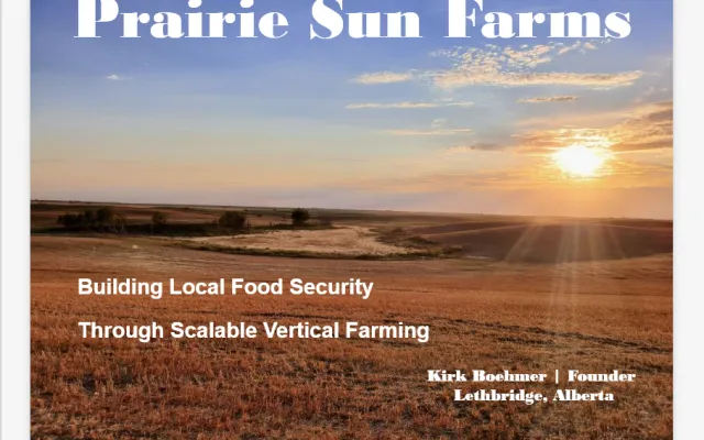 Picture of a sunset over the coulees with the title text Prairie Sun Farms