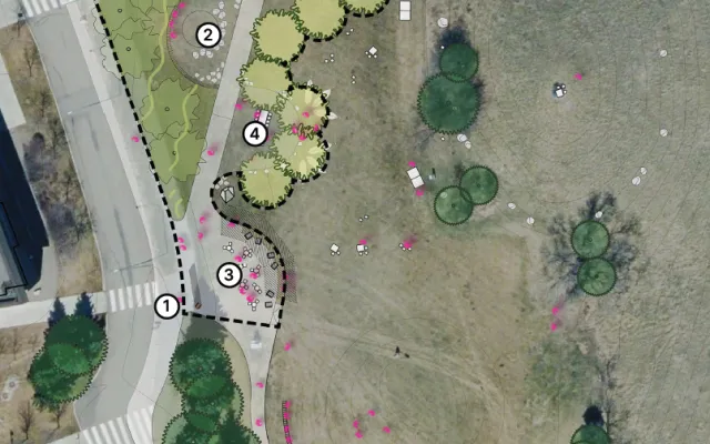 A mock-up of The Grove showing what the space will look like after phase 1 of construction is complete.