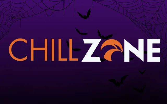 'Chill Zone' title over cobwebs and bats