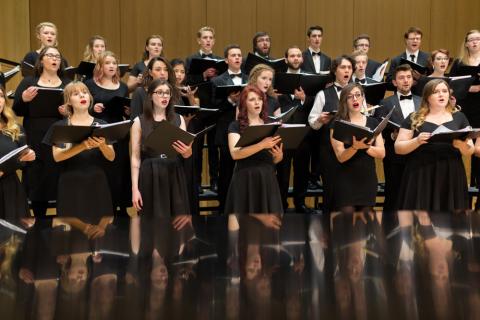 Choir singers in concert