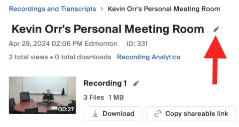Zoom recording title