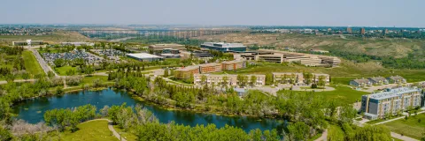 Campus Aerial Shot with Bridge