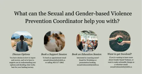 What can the Sexual and Gender-based violence prevention coordinator help you with?