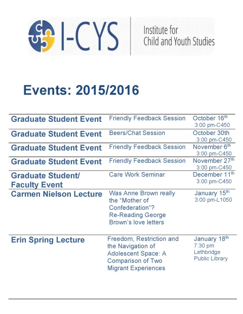 2015-2016 List of events