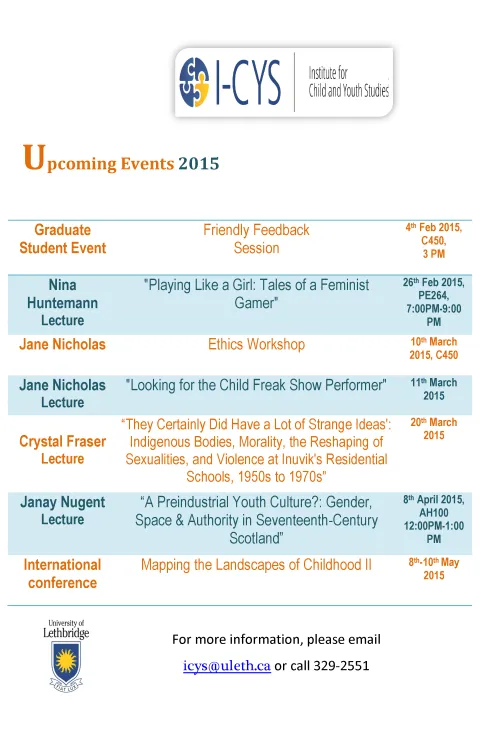 2015 spring list of events icys