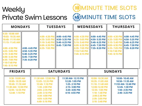Weekly Private Swim Lesson Banner Spring 2026