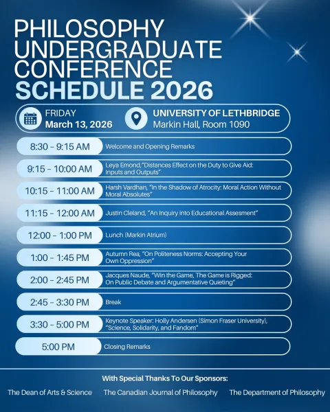 Undergrad Philosophy Conference 2026 Schedule