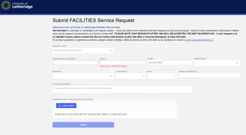 Facility Request Page