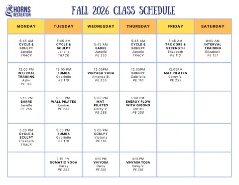 Fall 2026 Class Schedule