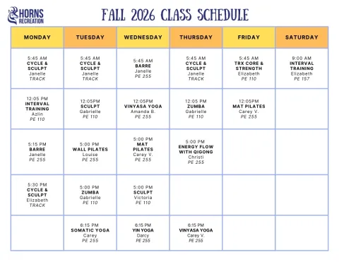 Fall 2026 Class Schedule