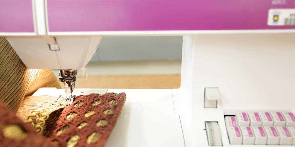 close image of sewing machine