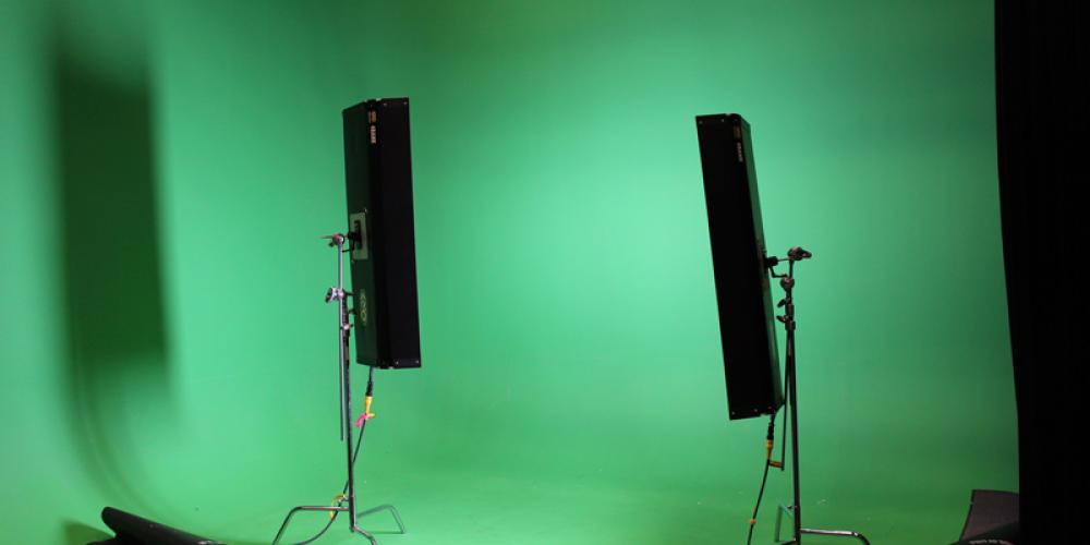 green screen illuminated with lights