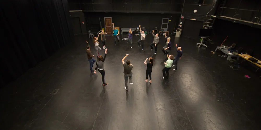 students standing in circle