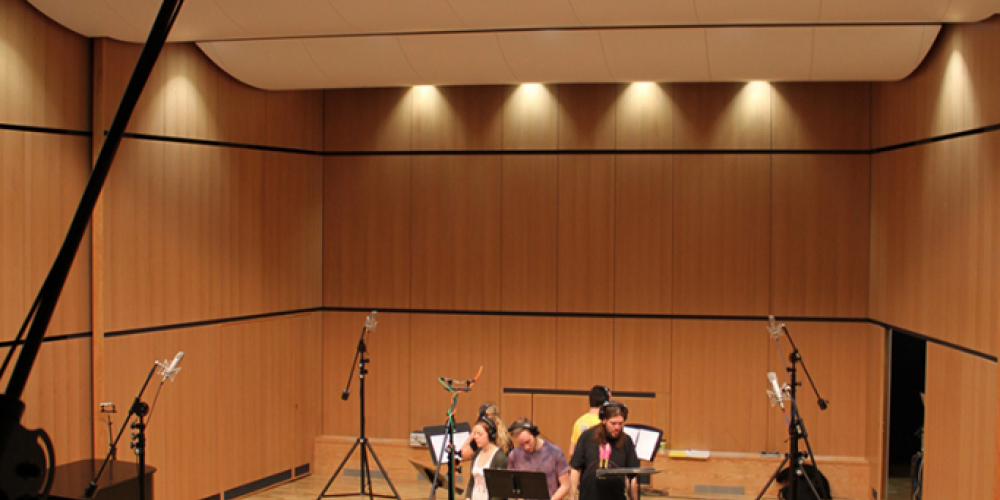 A Talk & Listening Session with Shae Brossard and Andrew Spencer. Equipment set up in the University Recital Hall.