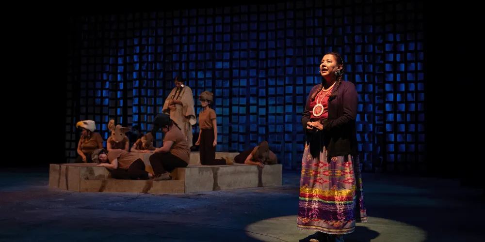 image from "Yisstsiiyi" Drama Mainstage at University of Lethbridge in 2023.