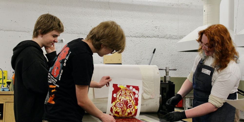 Students in an art workshop.