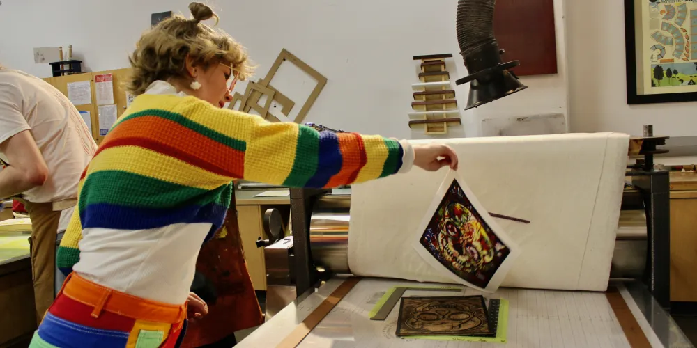 Student in an art workshop.