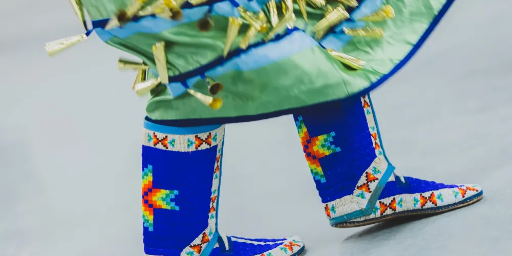 Beaded mocs at pow wow
