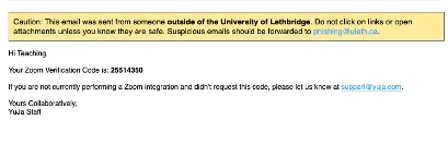 Yuja verification message