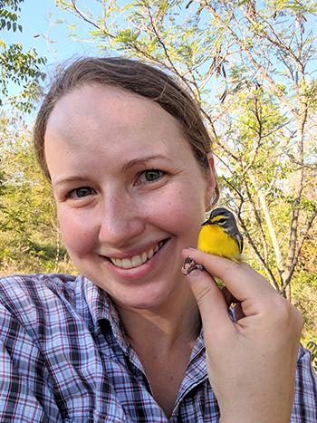 Samantha Krause with bird