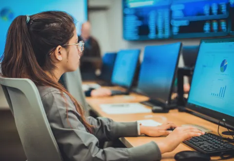 Student at computer