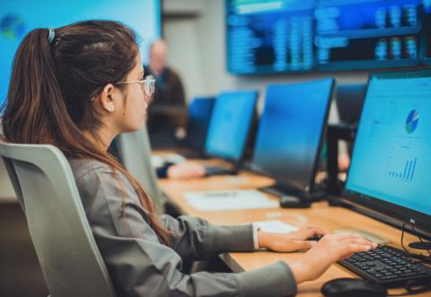 Student at computer