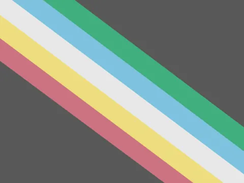 Visually safe disability awareness flag with muted rainbow colours. By Ann Magill.