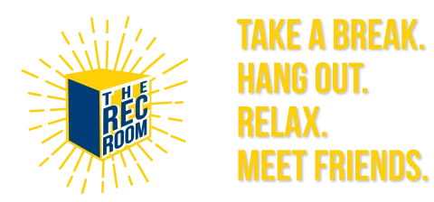 Rec Room Header Graphic Rec Room. Take a break. Hang out. Relax. Meet friends.