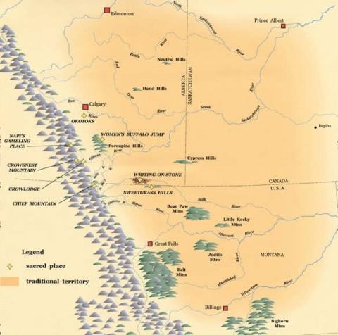 Map of Blackfoot Territory from the Glenbow Museum