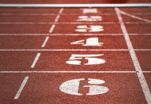 Lanes on a running track
